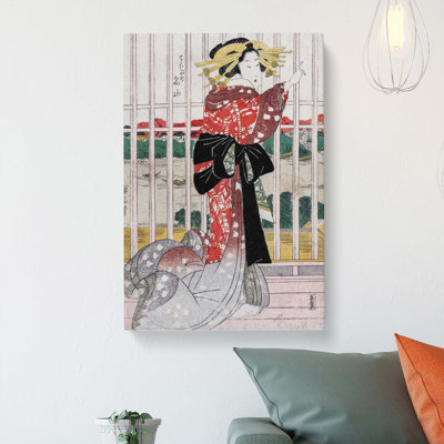 Overlooking The Sumida River by Kikukawa Eizan - Wrapped Canvas