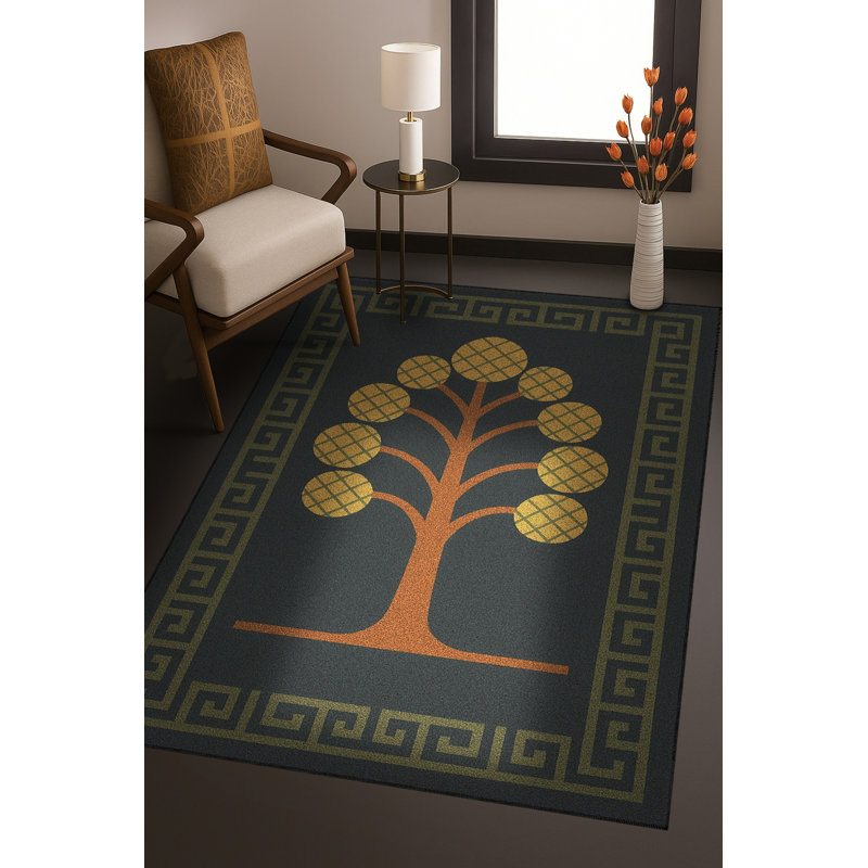 Tapis noir Mosso, 4'11" x 7'7"