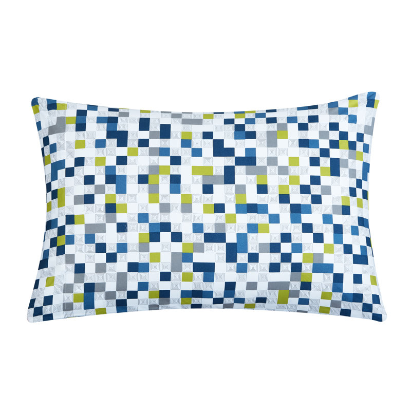 Gray and Red Geometric Cotton Queen Bed in a Bag Set