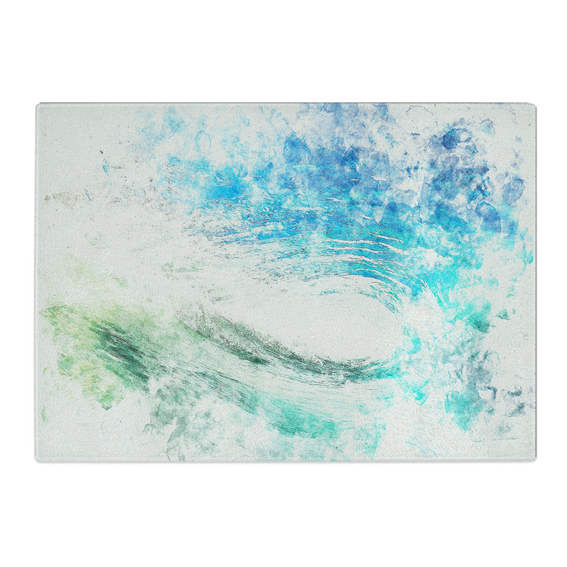 Tempered Glass Within the Wave Watercolour Chopping Board, 20 cm x 28.5 cm