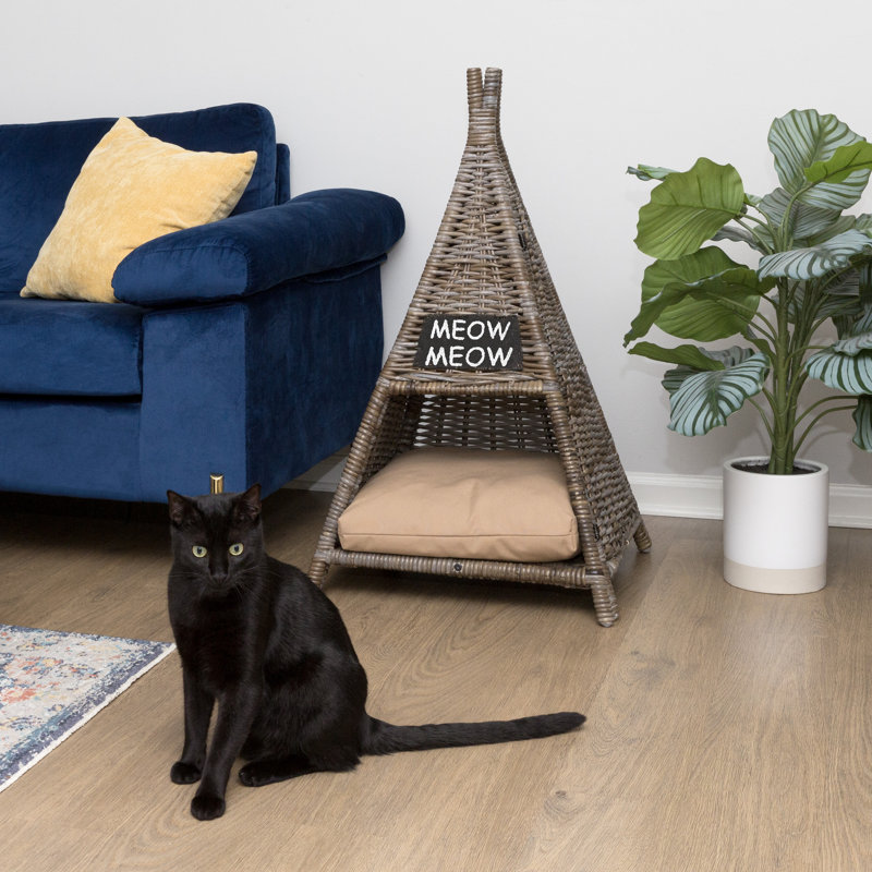Lit pour chat en rotin tissé à la main Elmi Tiki