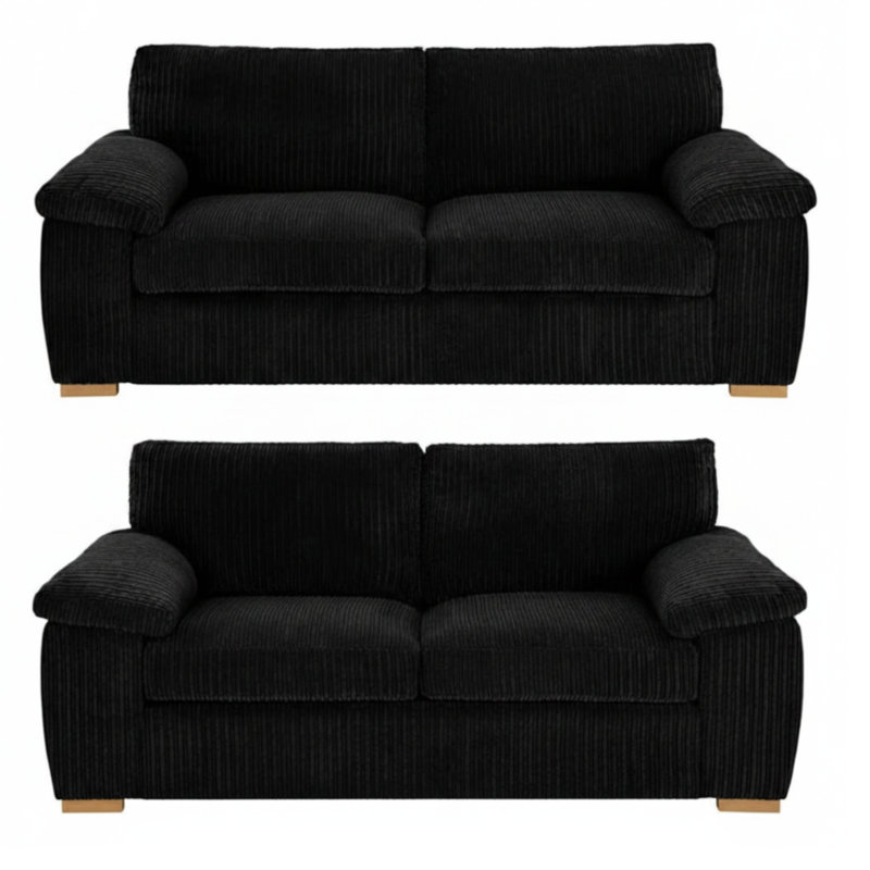 5 Seater Corduroy Sofa, Black