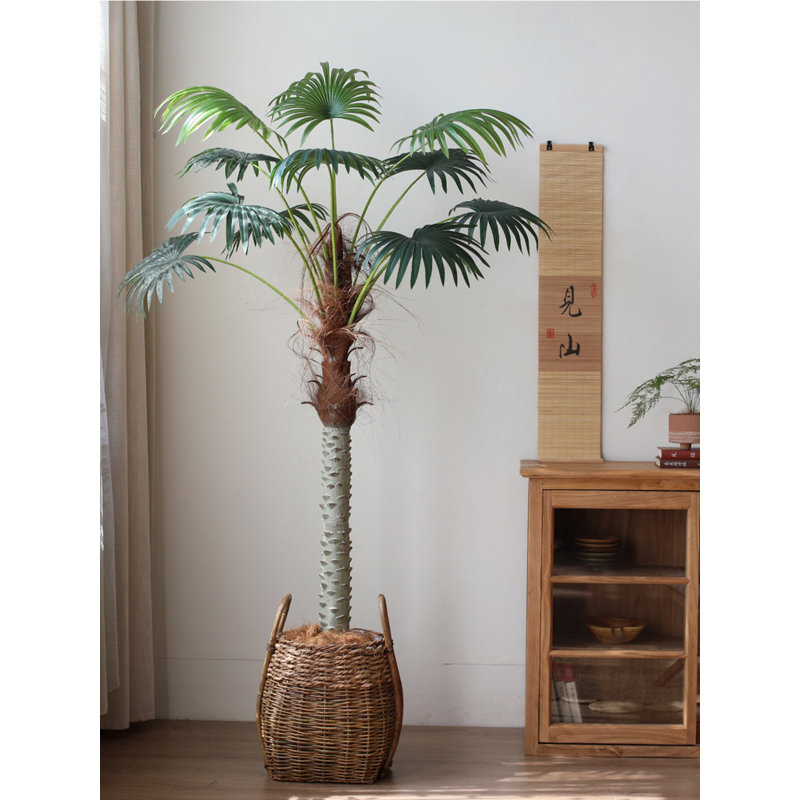 Arbre artificiel à feuilles rondes Wabi-Sabi, H 86,61 po x l 51,18 po x P 11,42 po