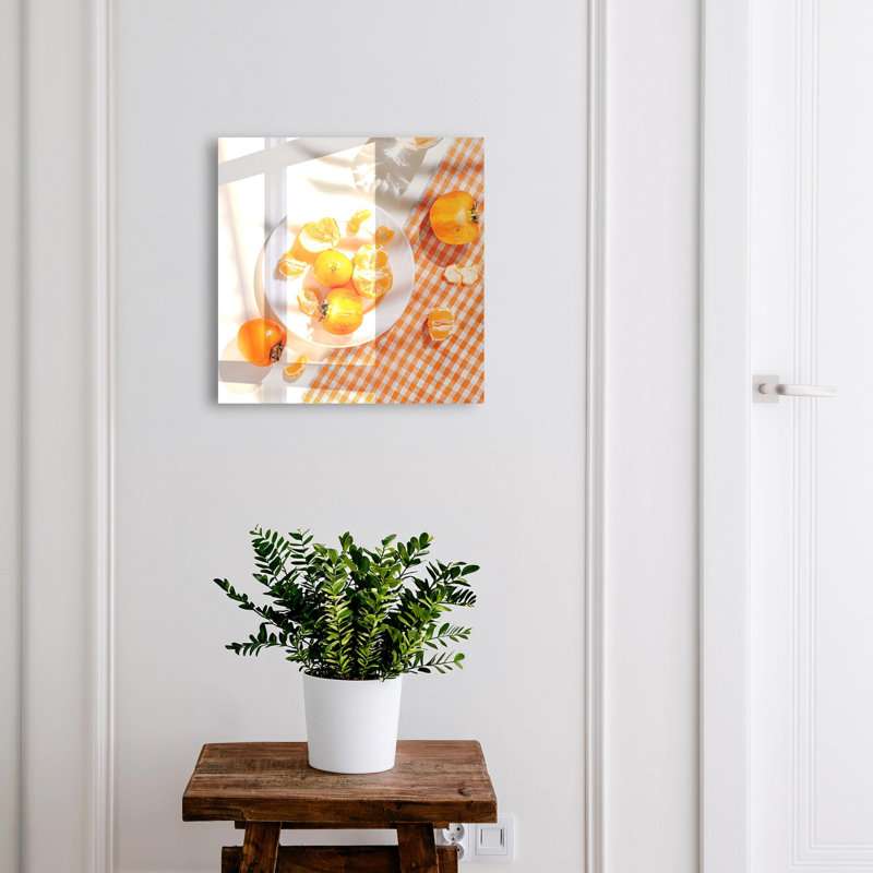 Key storage box, Opens to the right, 30x30x5, White, A juicy fruit motif full of energy, 