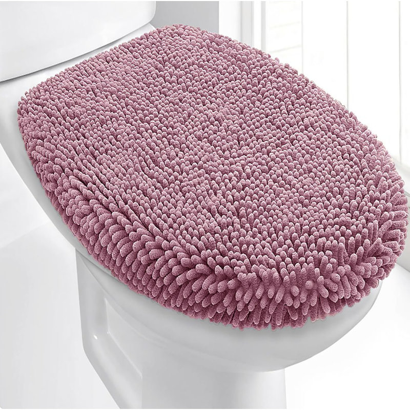 Ensemble de 2 tapis de salle de bain moelleux moelleux moelleux en chenille, Rose
