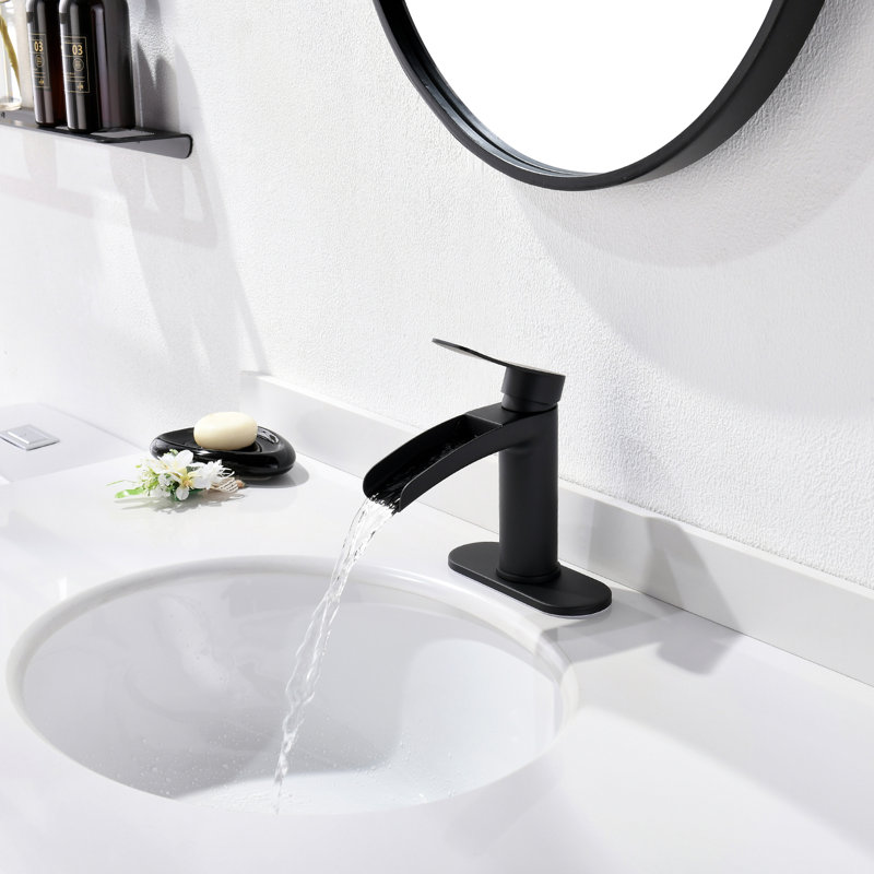 Single-handle Bathroom Faucet with Drain Assembly, Matte Black