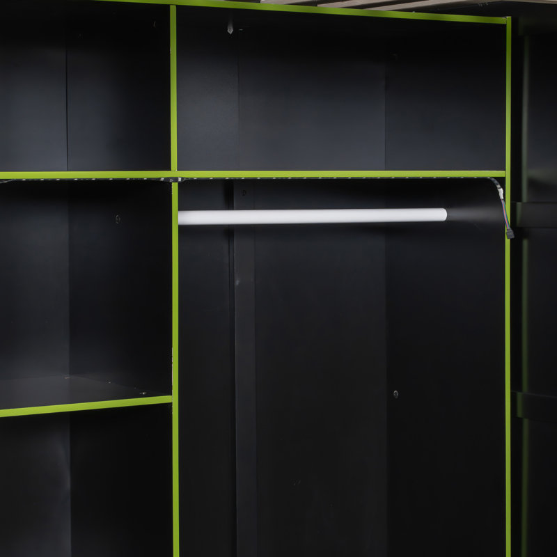 Lit mezzanine en bois avec bureau, Vert