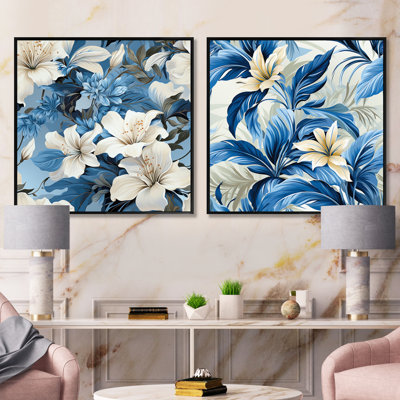 Blockton - Ensemble de 2 collages floraux carrés