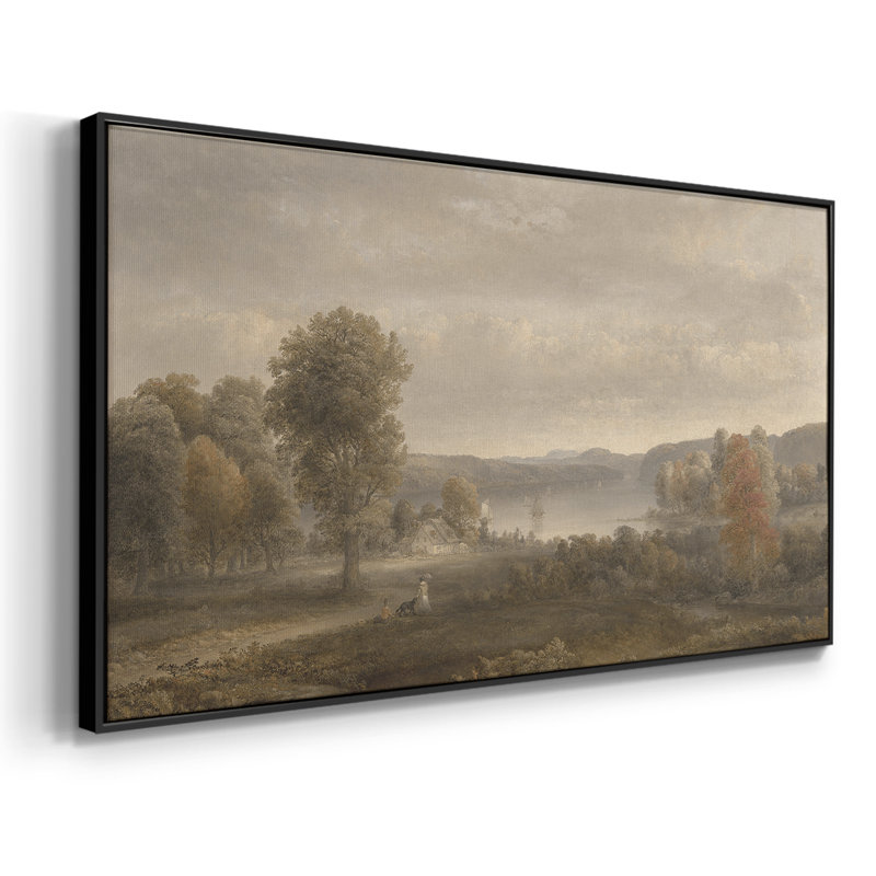 Série paysage - DCCDXLIV - Toile tendue avec châssis tendue, prête à être accrochée, H 17 po x l 33 po, Noir