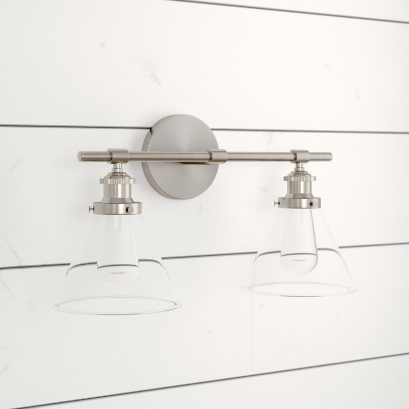 Éclairage pour meuble-lavabo à 2 lumières à intensité variable Leila, Nickel brossé