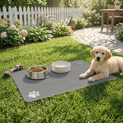 Tapis d'alimentation gris pour chien