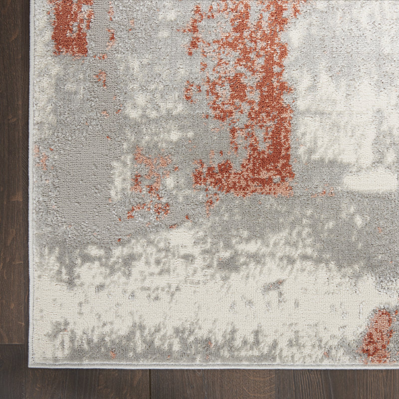 Tapis gris éclectique moderne Rheba, Rectangle 7 pi 10 po x 9 pi 10 po