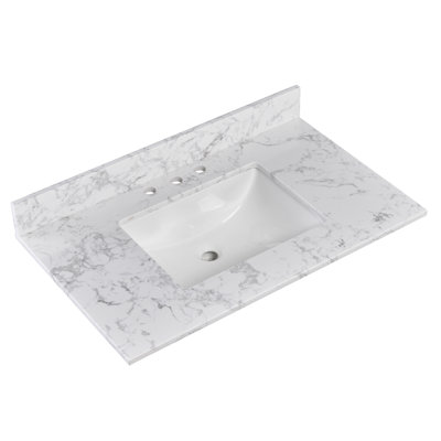 36" Engineered Stone Single Bathroom Vanity Top with Sink– For Vanity Replacement, No Cabinet