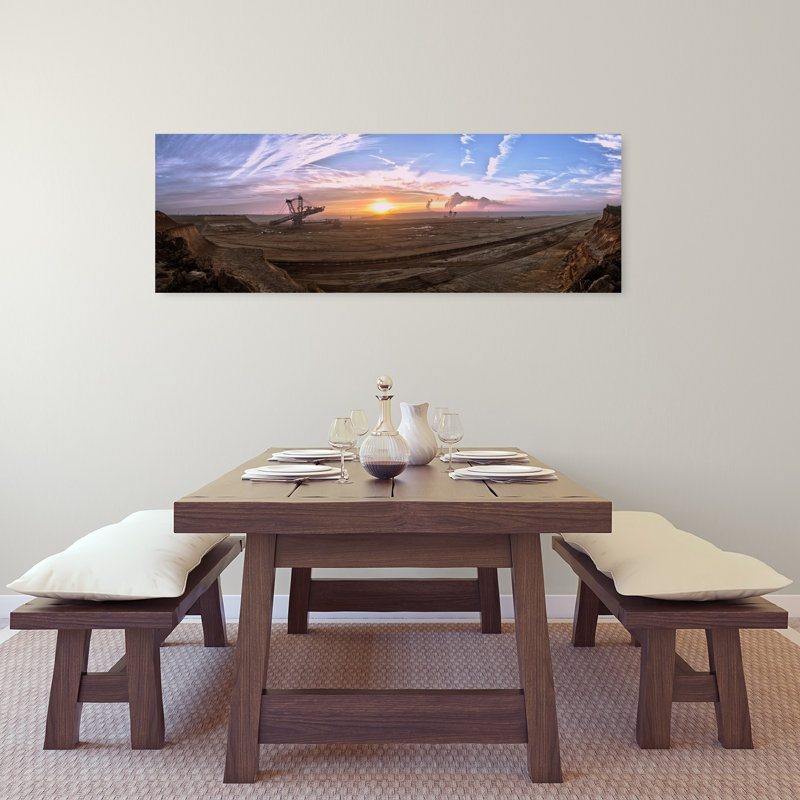 Golden Mine, coucher de soleil, paysage industriel spectaculaire, art mural, H 16 po x l 48 po