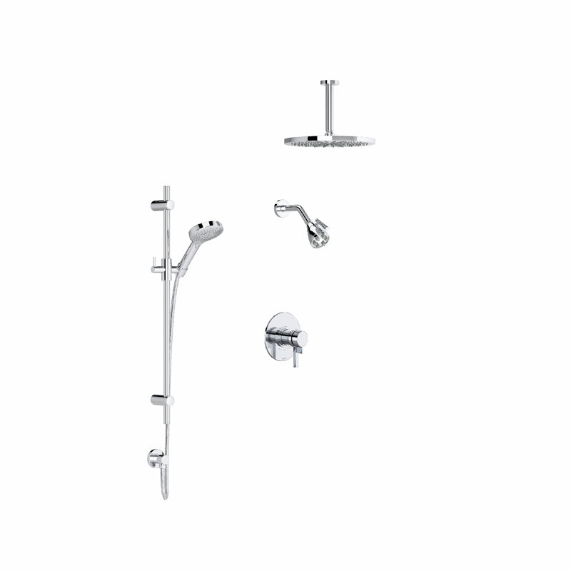 Lombardia Pressure-Balanced (Temperature And Volume) All-In-One Kit with Rough in-Valve, Polished Chrome