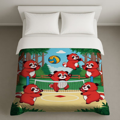 Red Pandas Playing Volleyball Duvet Covers