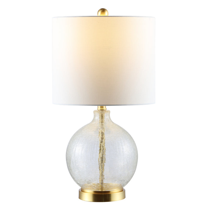 Lovell 23" Clear Glass and Gold Table Lamp with White Shade