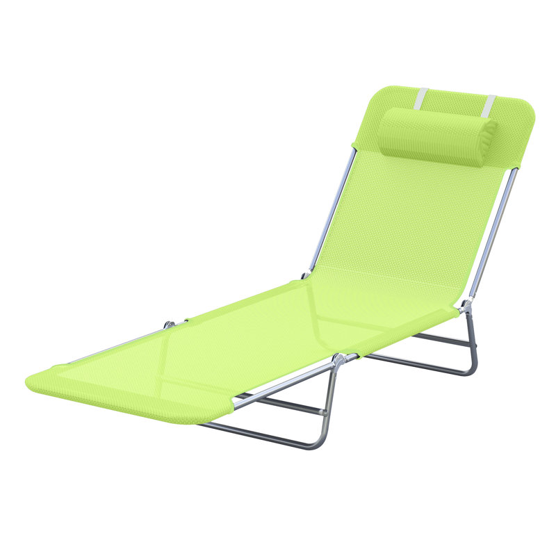 182cm Long Reclining Single Chaise with Cushions, Lime Green