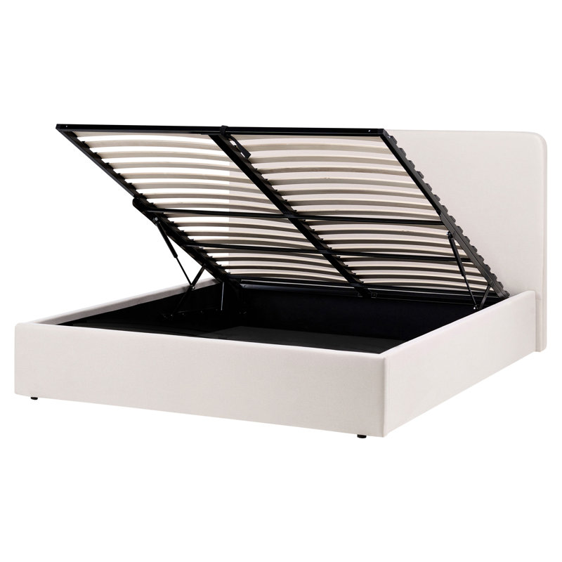 Upholstered Lift Up Storage Ottoman Bed, European Kingsize (160 x 200 cm), Beige
