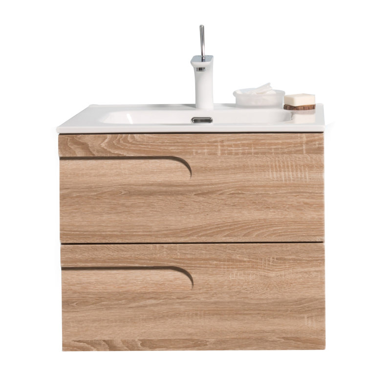 Alberthe 24" Wall-Mounted Single Bathroom Vanity Set, Maple