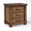 Table de chevet rustique en bois massif récupéré à trois tiroirs, mobilier de chambre à coucher durable avec glissières de tiroir pleine extension, poignées en fer forgé, capacité de poids élevée