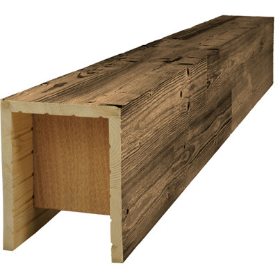 Poutre en bois brossé AmeriCraft, 3 côtés (poutre en U), l 9 1/2 po x H 11 1/2 po x L 72 po, finition jacobine, pin teinté