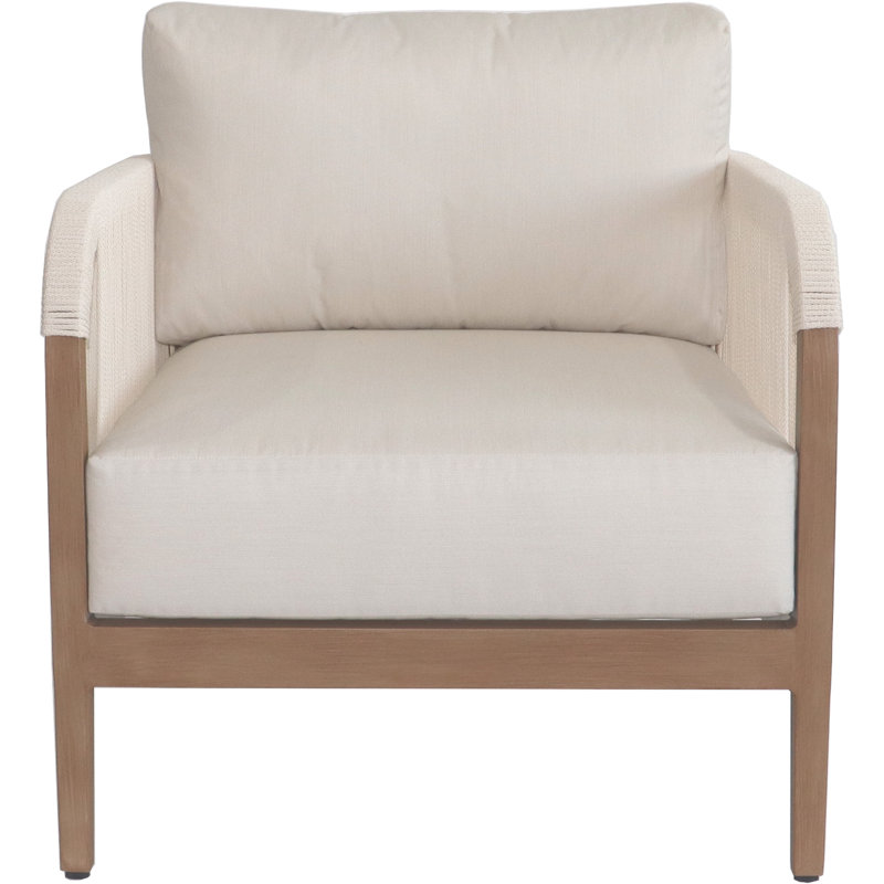 Chaise de patio en métal avec coussins Maui Jessalin, Crème