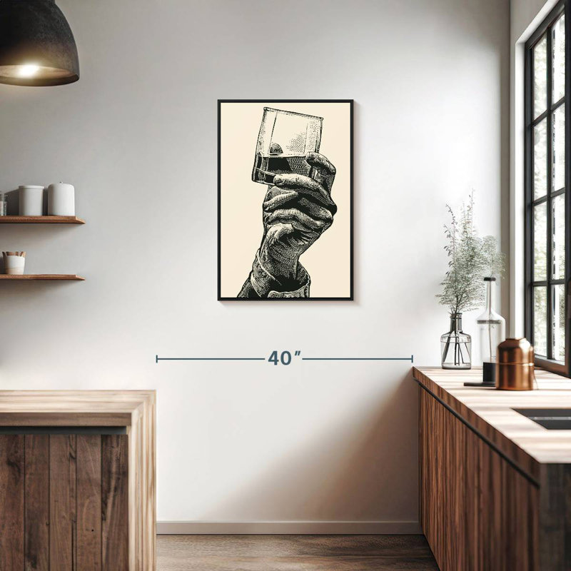 Whisky In Hand, Cadre flottant noir, 21 po x 31 po