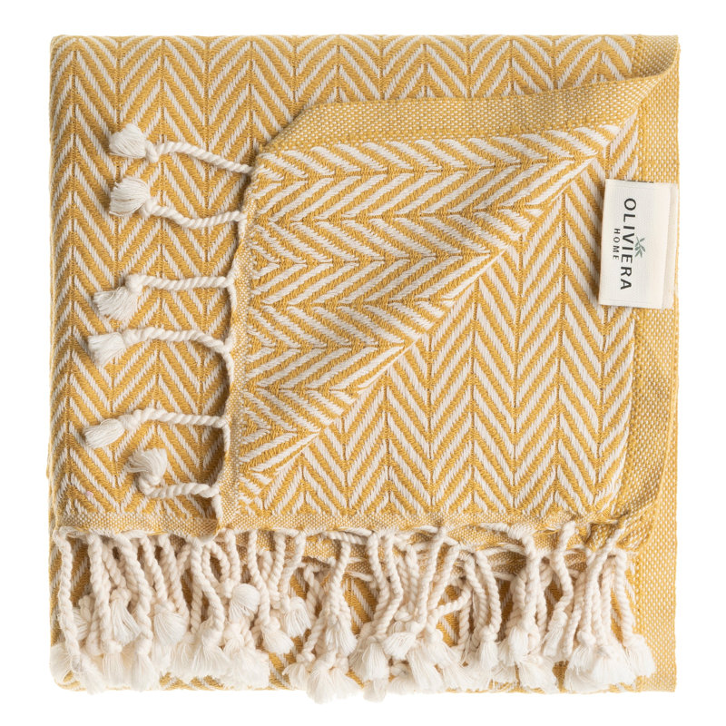 Essuie-mains en coton turc à chevrons, Yellow