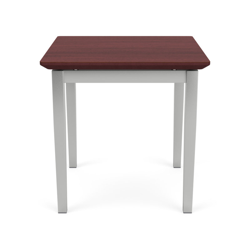 Lenox Steel Waiting Reception End Table Metal Frame 20x20" High Pressure Laminate Top, Silver, Chelsea Mahogany