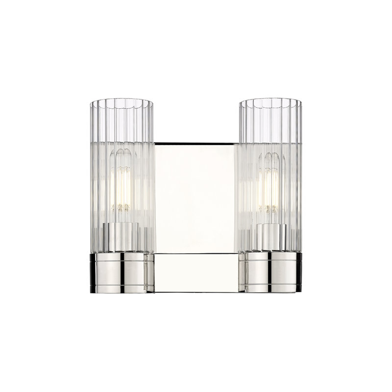 Applique murale 11 po 2 lumières Empire, Transparent, H 9,5 po x l 10,5 po x P 5,5 po, Nickel poli