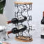 6 Bottle Metal / Solid Wood Tabletop Wine Glass Rack  in Black / White