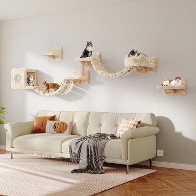 9 Pcs Cat Tree Shelves, Wall-Mounted Cat Climber Set