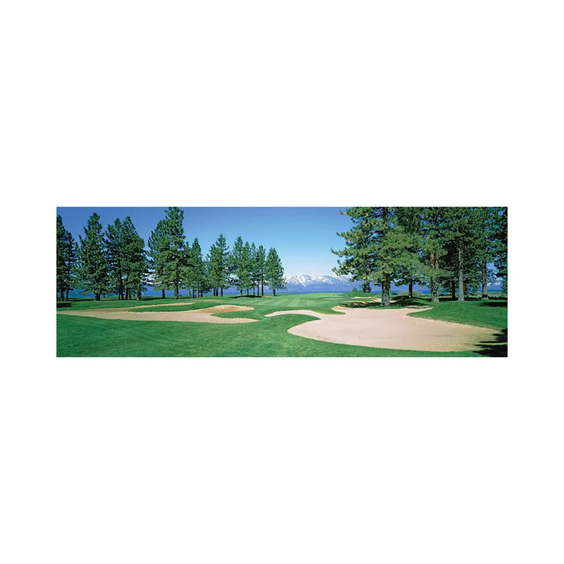 Sand traps in a golf course, Edgewood Tahoe Golf Course, Stateline, Douglas County, Nevada, USA 1 Piece Wrapped Canvas Panoramic Wall Art