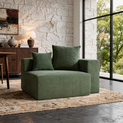 Méridienne rembourrée en velours côtelé avec coussin