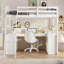 Lit mezzanine simple avec tiroirs, armoire, tablettes et bureau, lit mezzanine en bois avec bureau - blanc