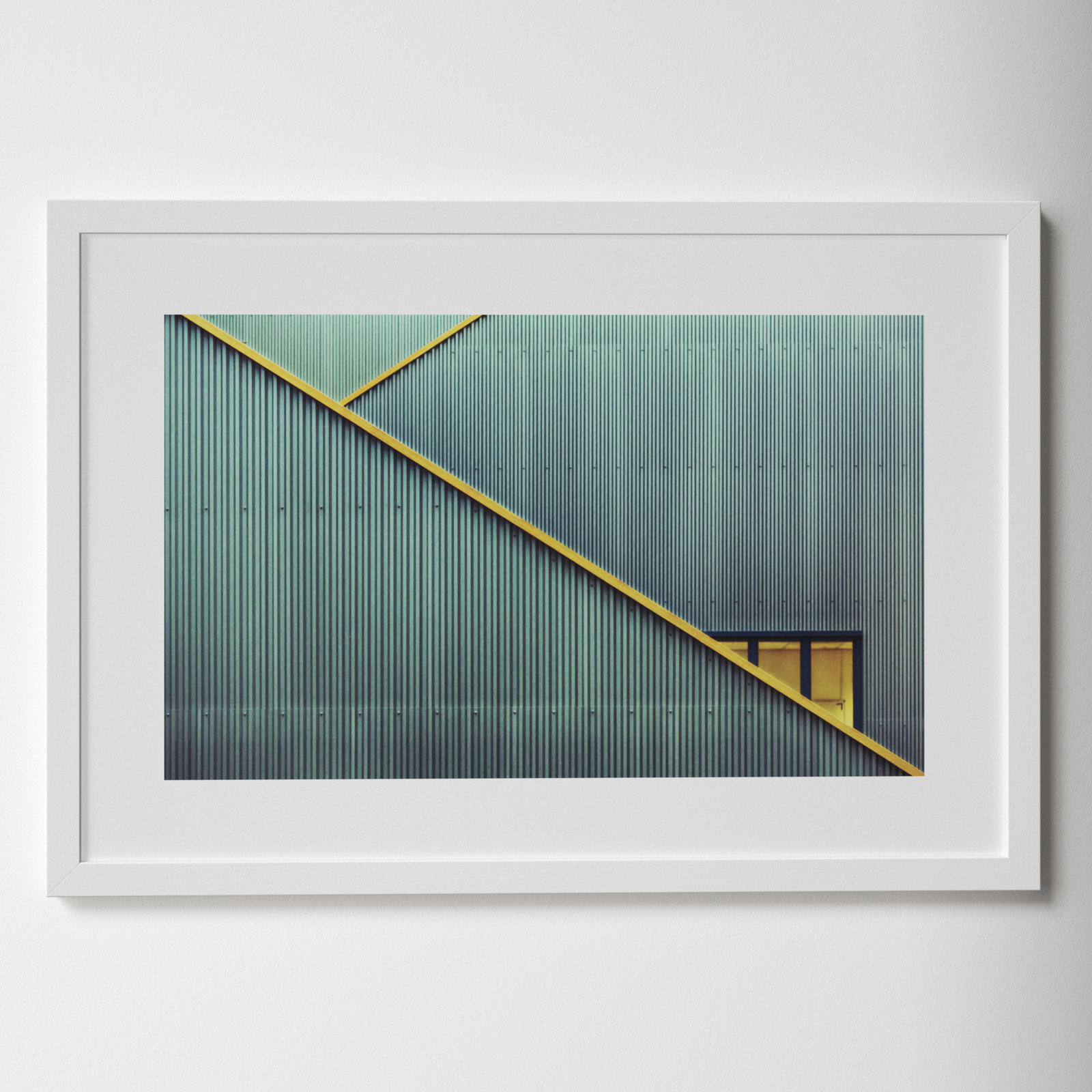 Stairs by Jan Niezen, 18.38" H x 26.38" W x 0.88" D, White Framed Paper