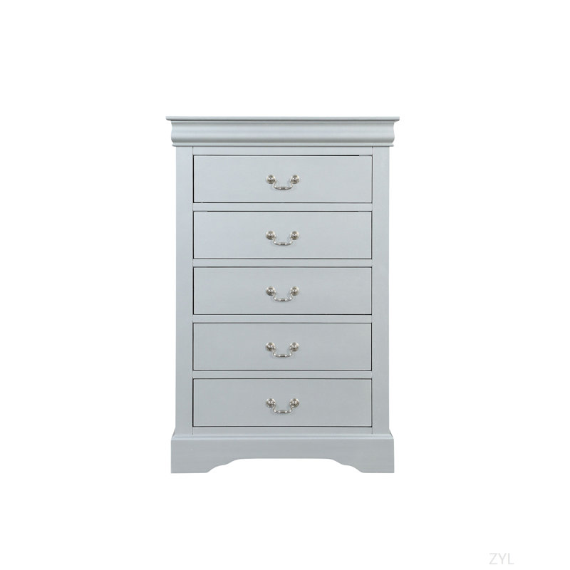 Commode à finition platine Philippe, Gris argenté