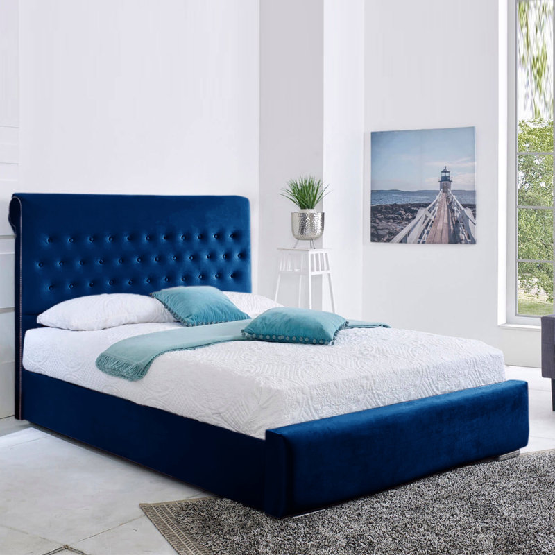 Ayvrie Upholstered Bed, Double, Marine