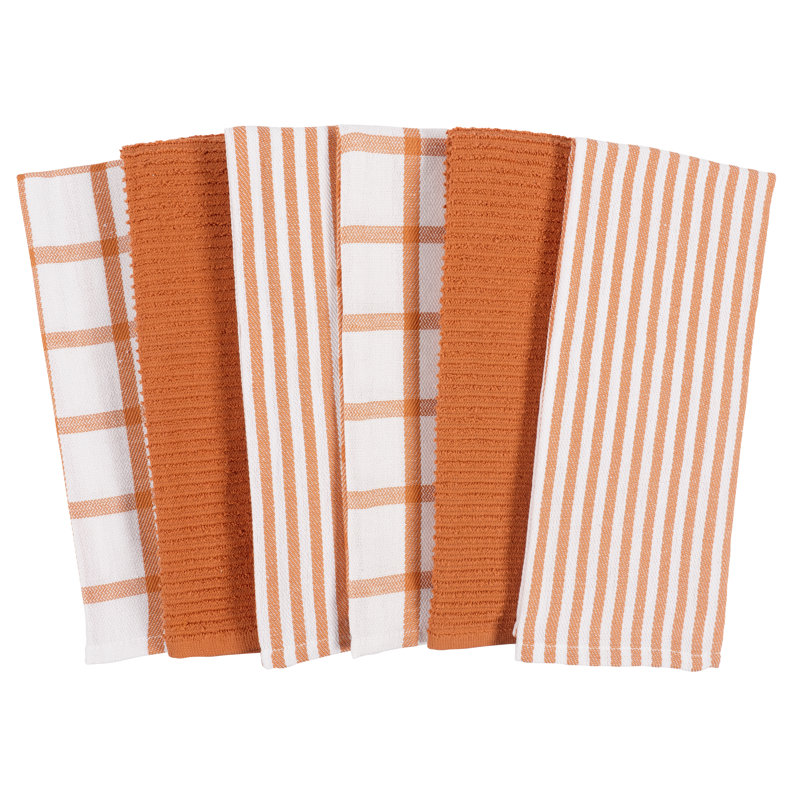 Ensemble de 6 serviettes de cuisine Kaf Home Premium 100% coton, 18 po x 28 po, Ginger