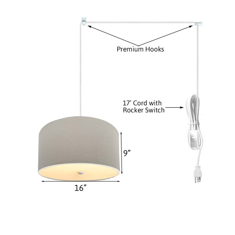 Luminaire suspendu tambour 2 lumières Hilmir, Blanc