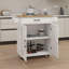 Kitchen Island Rolling Trolley Cart With Adjustable Shelves & Towel Rack & Seasoning Rack Rubber Wood Table Top-White