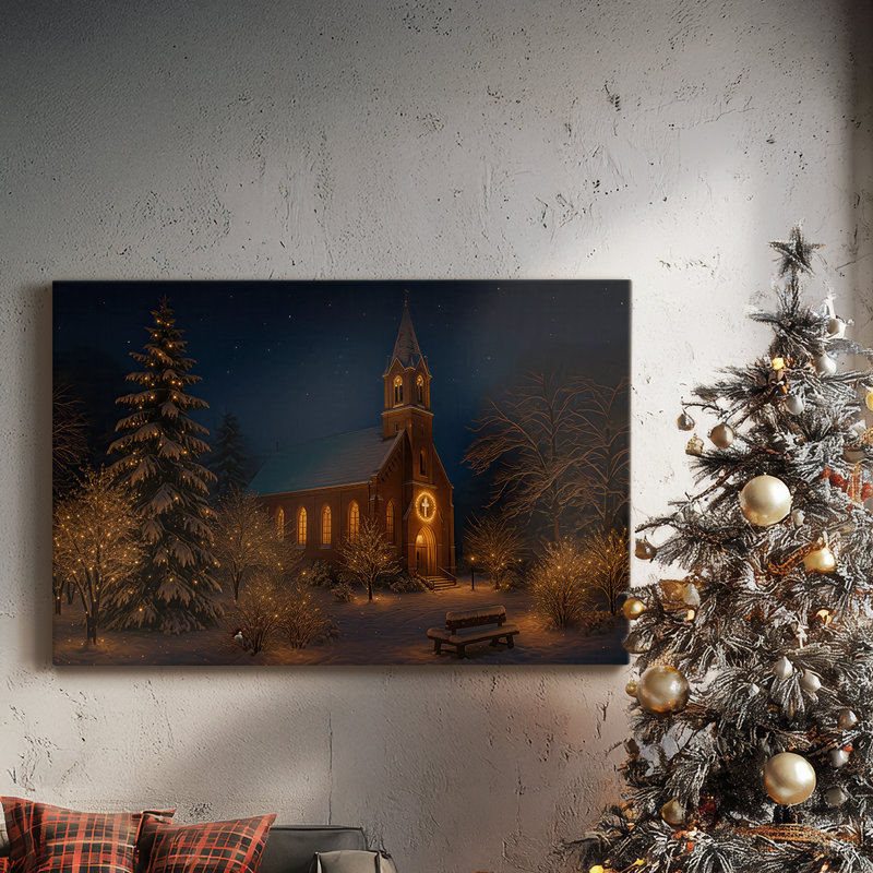«Pale Winter Dawn Parish», toile tendue avec châssis de qualité supérieure, H 12 po x l 18 po
