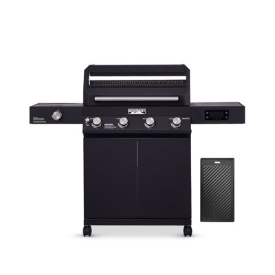 Barbecue au propane à 4 brûleurs avec plaque de cuisson et 4 brûleurs noirs Denali de Monument Grills