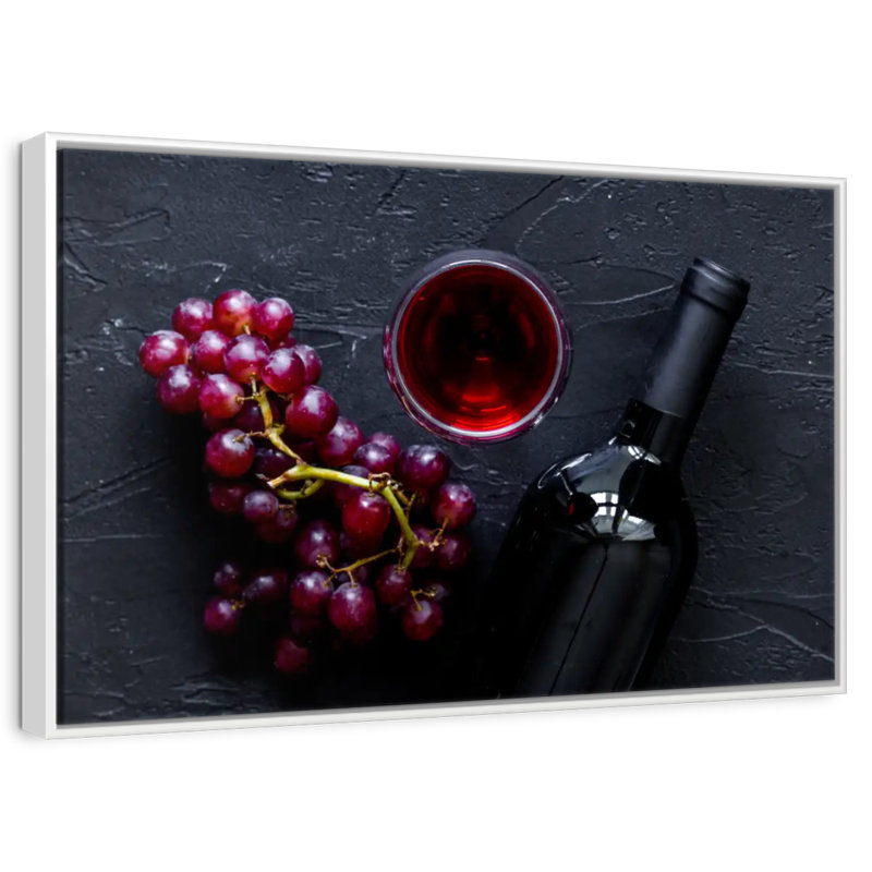 Vin rouge élégant, Cadre flottant blanc, 31 po x 21 po