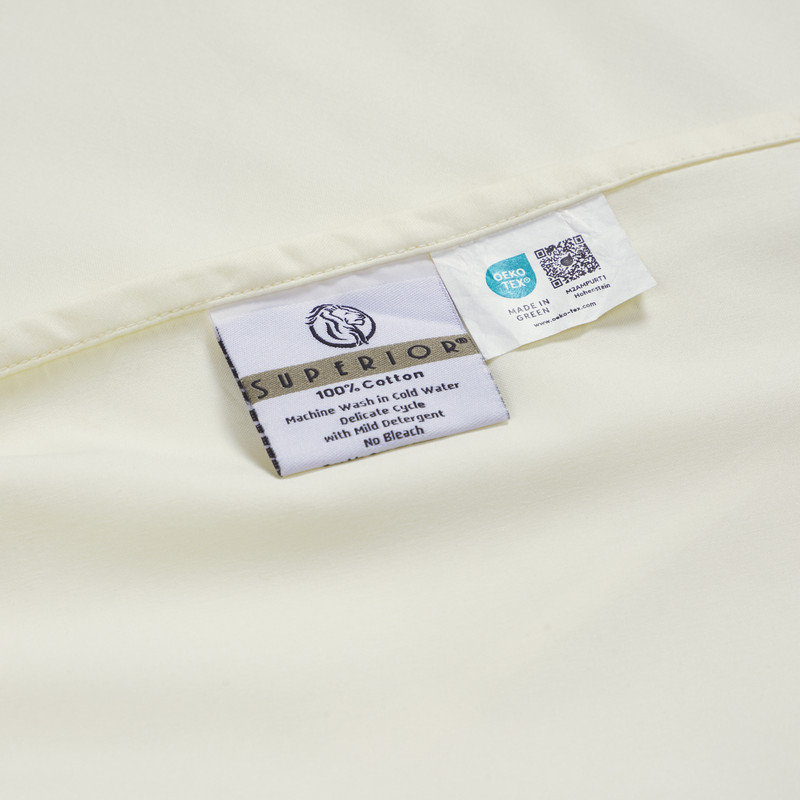 Apus Cotton Solid Perfect Fit Deep Pocket Sheet Set, King Sheet Set with 2 Pillowcases, Ivory, Fits up to 20"
