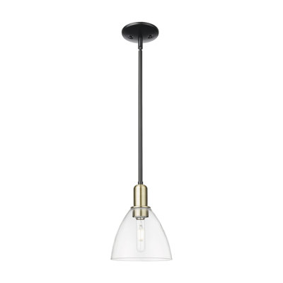 Arcadia - Bristol - 1 Light 8" Stem Hung Mini Pendant - Black Antique Brass Finish - Clear Shade