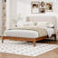 Queen Size Solid Dry Bamboo Wood 12 Inch Platform Bed, With 48" Upholstered High Headboard, Easy Assembly