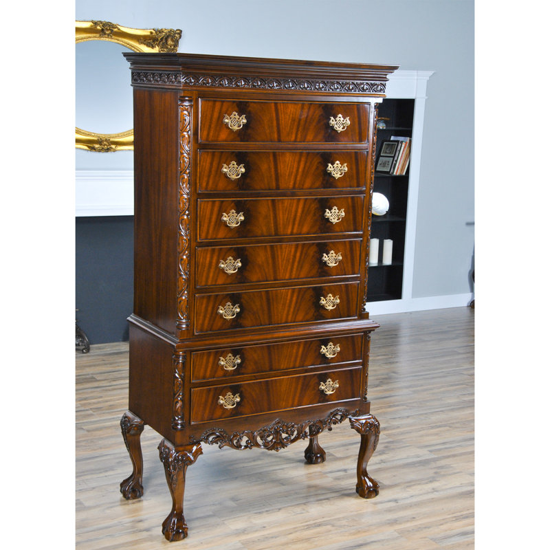 Victorian Mahogany Ball and Claw High Chest with Carved Legs