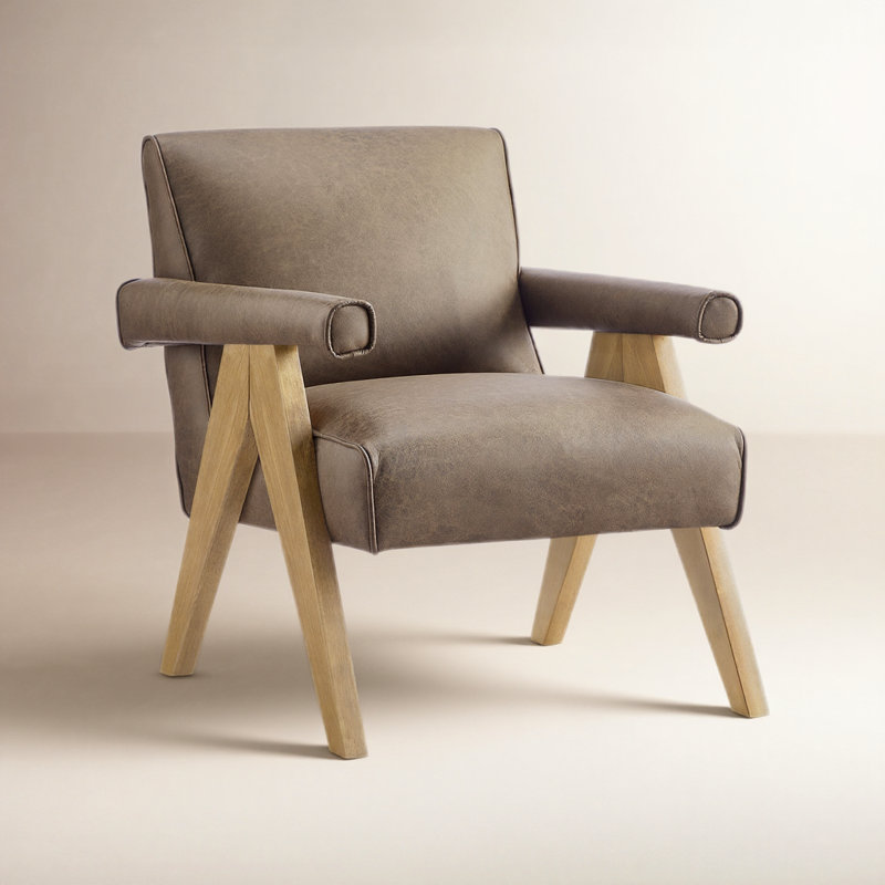Tiberias Ophelia Vegan Leather Arm Chair, Earth Vegan Leather